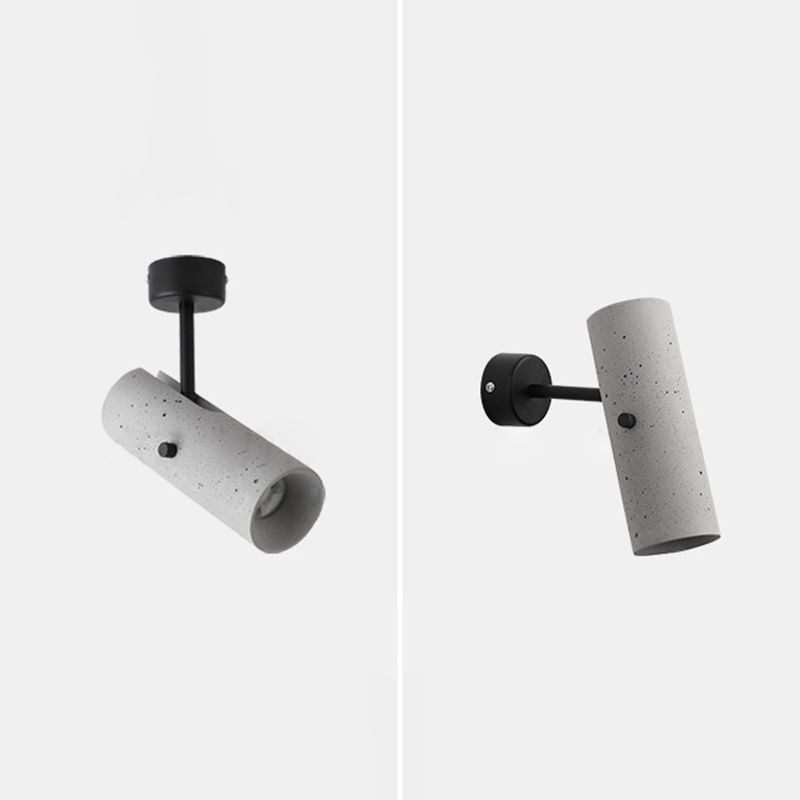 Luces de apliques de cilindro modernos Cemento Cemento de 1 luces de iluminación de pared para el baño
