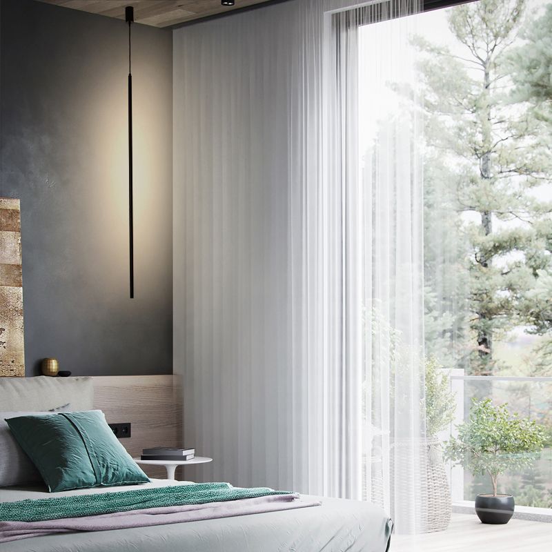 Acrilico Light Suspension LED Light Minimalist Black Pendant Fime -Set per letto