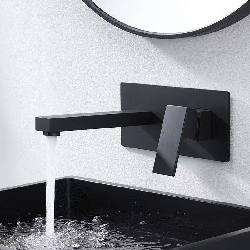 Wall Mounted Sink Faucet Single Lever Handle 2 Holes Bathroom Sink Faucet