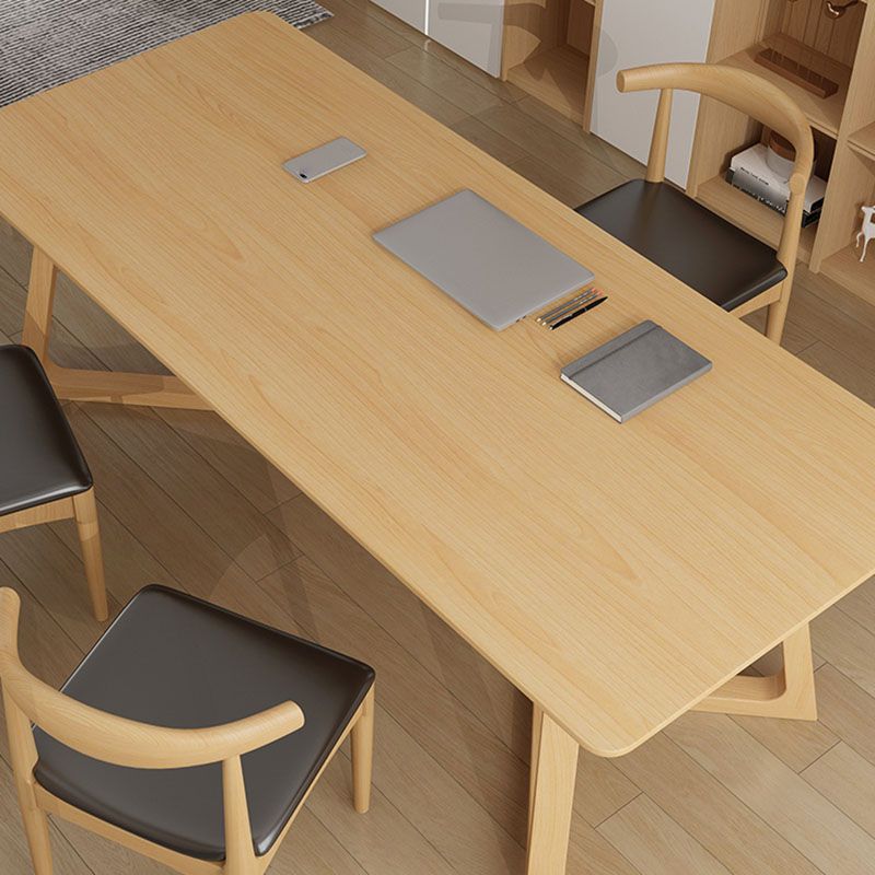 Solid Wood Top Dining Table Traditional Luxury Table with Pine Wood Sled Base
