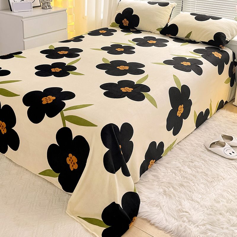 Floral Bed Sheet Flower Pattern Non-pilling Breathable Resistant Bed Sheet