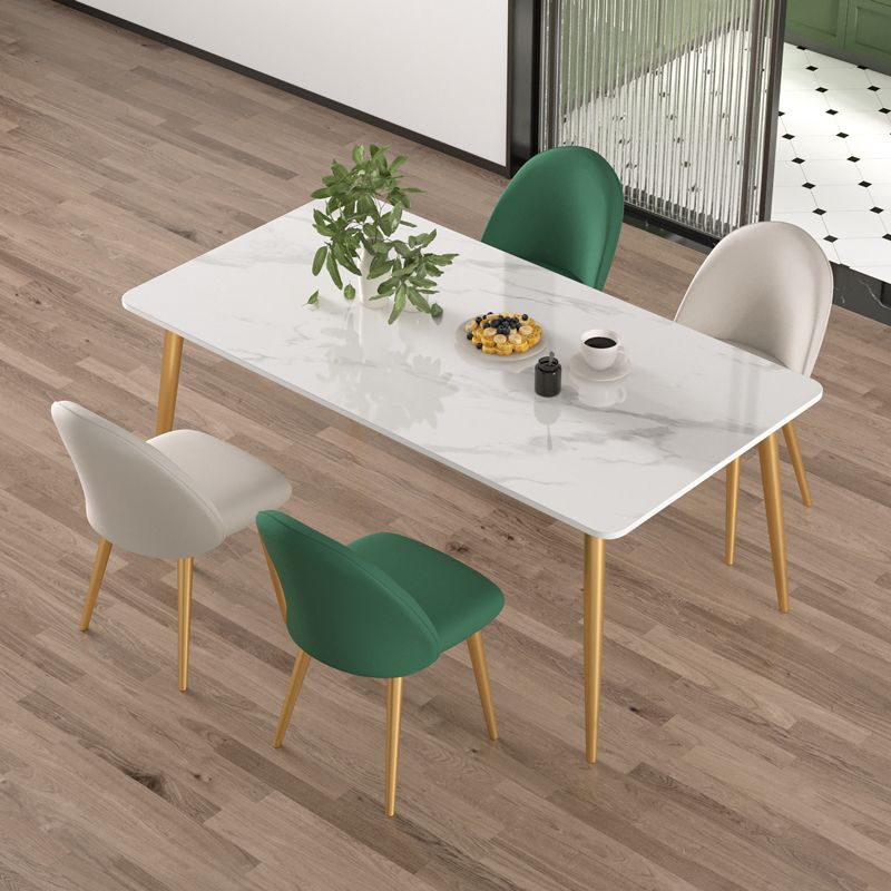 Traditional Luxury Dining Table White Stone Rectangle Dining Table for Home