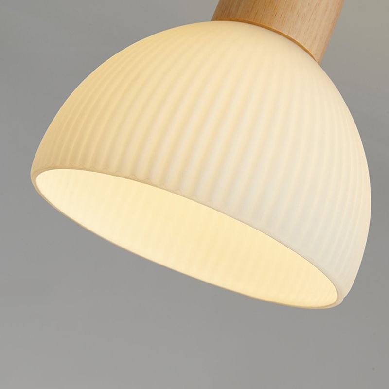 Contemporary Dome Flush Light Fixture Wood 1 Light Flush Mount Ceiling Fixture in Brown