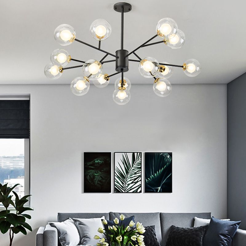 Metal Pendant Lighting Fixture Modern Style Glass Hanging Chandelier for Sitting Room