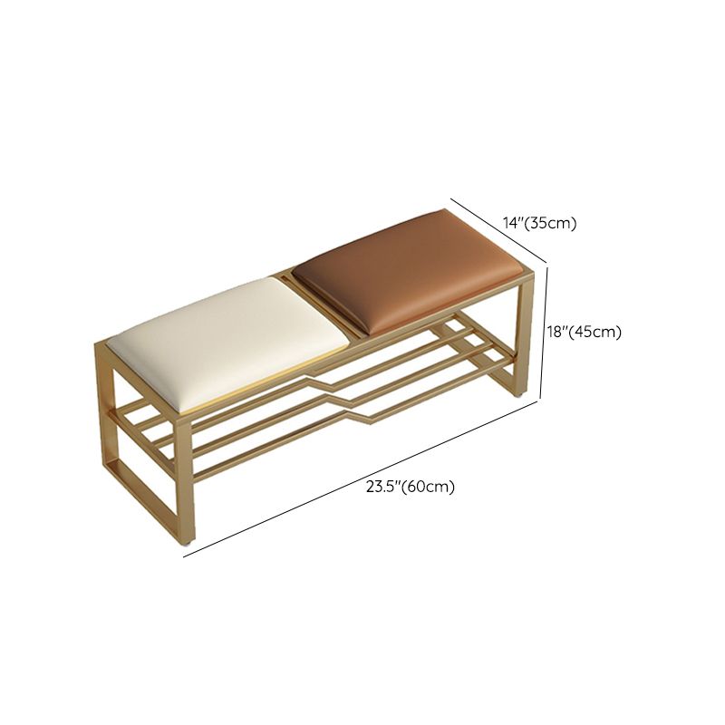 Rectangle Modern Entryway Bench Cushioned Metal Seating Bench