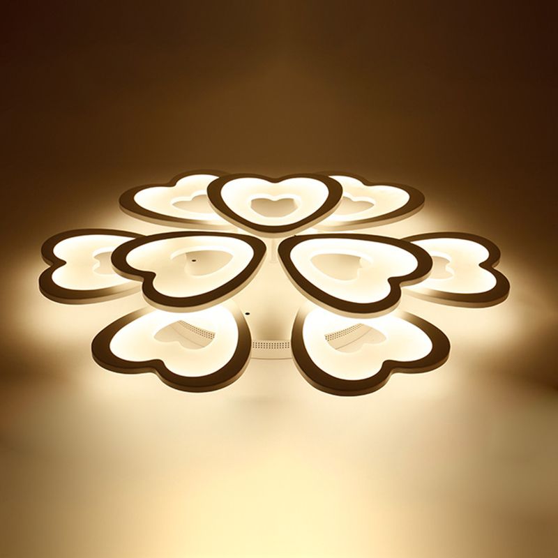 Heart Semi Flush Mount Light Fixture Simplicity Acrylic Ceiling Mount Chandelier for Bedroom
