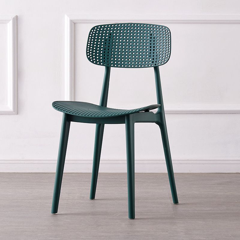 Sillas de comedor escandinavas sin brazos Silla auxiliar de plástico con respaldo abierto (juego de 4)