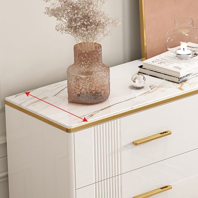 Glam Stone Storage Chest Bedroom 11.8" Wide Chest in White with Drawers