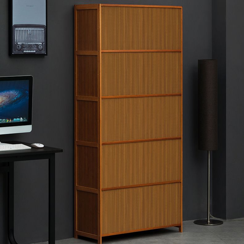 Modern Brown Book Shelf Bamboo Bedroom Shelf Bookcase with Cabinets