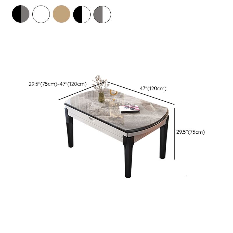 Modern Simple Dining Table Rectangle Shape Dinner Table with Wooden Base for Living Room