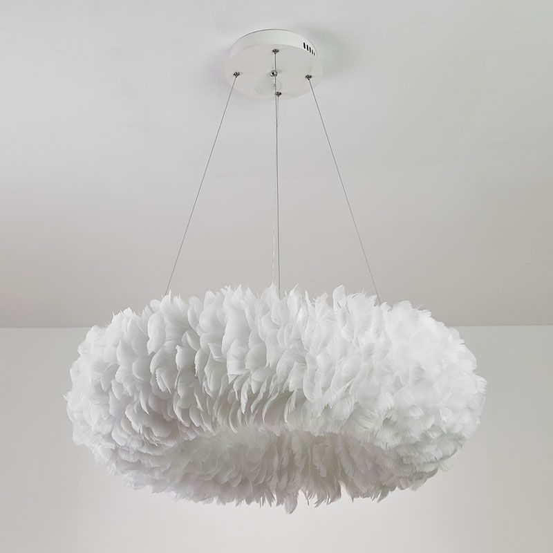 Multi-Kopf-Kronleuchterleuchten moderner Kronleuchter-Anhängerlampe mit weißem Federschatten