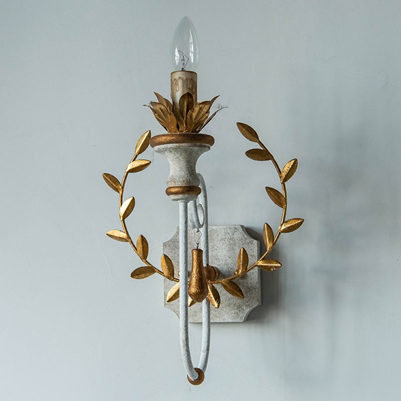 Candle Shape Wood Wall Sconces Modern 1-Light Wall Mount Light Fixture in Gold