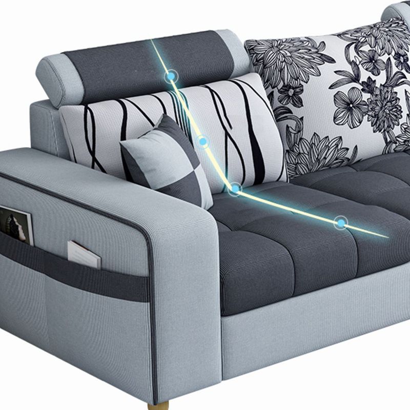 82.67"Long Square Arms Sofa for Living Room Contemporary with Sewn Pillow Back