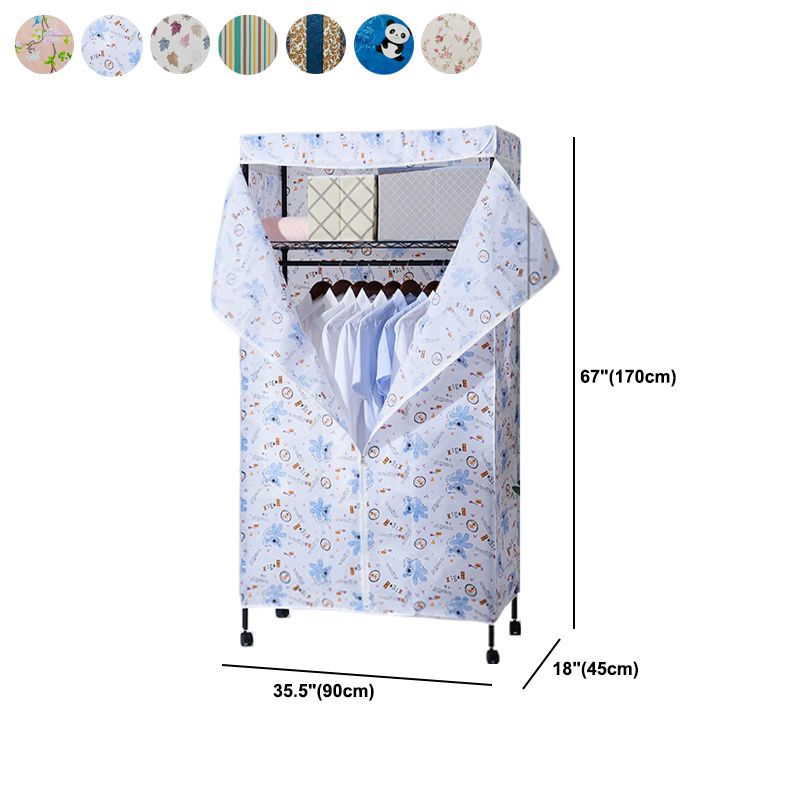 Modern Style Wardrobe Metal 2-Teir Adjustable Shelves Wardrobe Closet