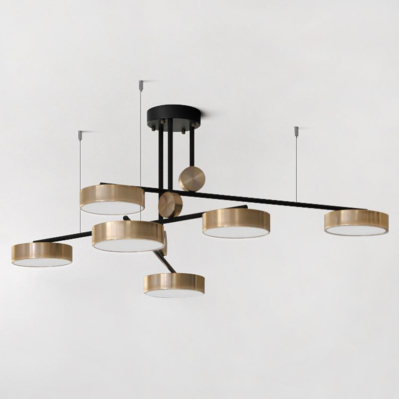 Postmoderne sputnik suspensielamp acryl 6-licht woonkamer kroonluchter met ronde acrylschaduw in goud