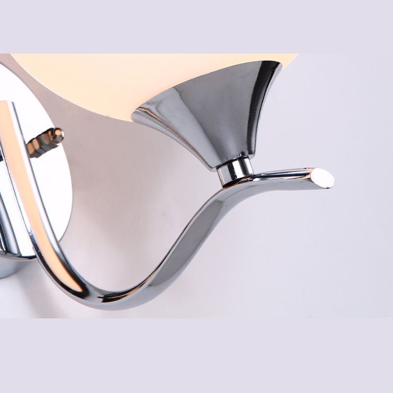 Milk White Globe Glass Wall Lamp Contemporary Simplicity Style Single Bulb Sconce Lighting Fixture in Polished Silver