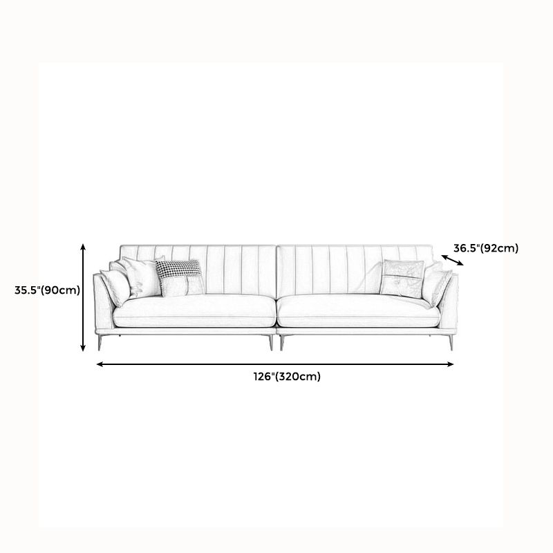 Modern Style Solid Wood Base Namib & White Leather Rectangular Sofa