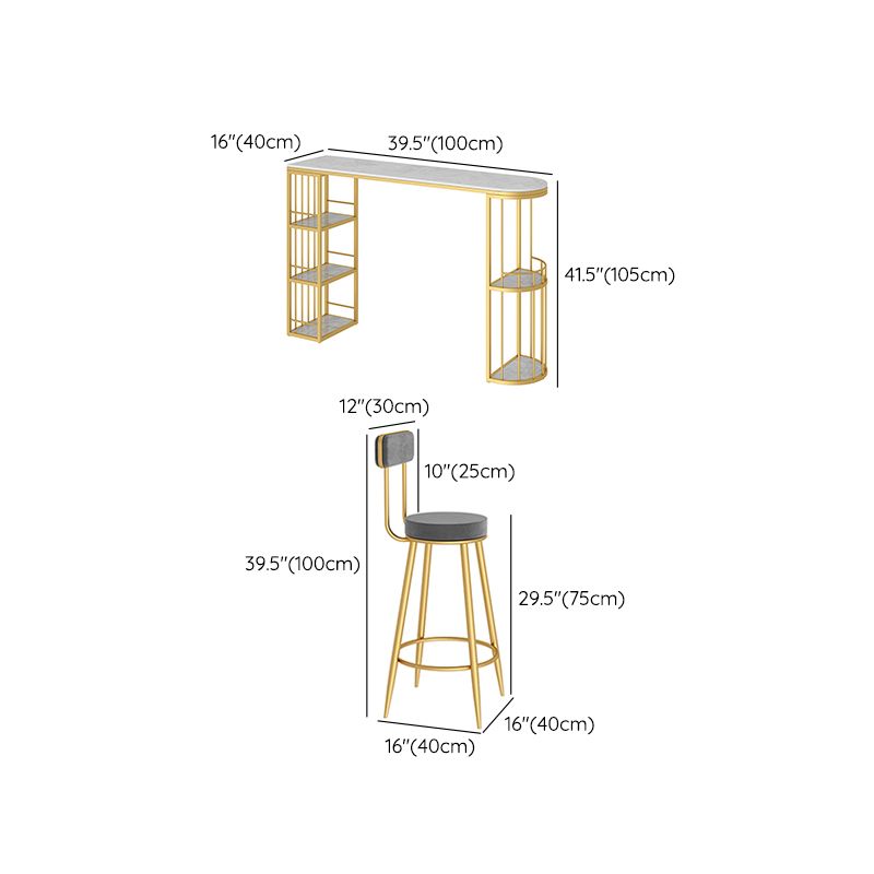 Modern 1/3 Pieces Bar Table Set Stone Counter Table with Stools for Dining Room
