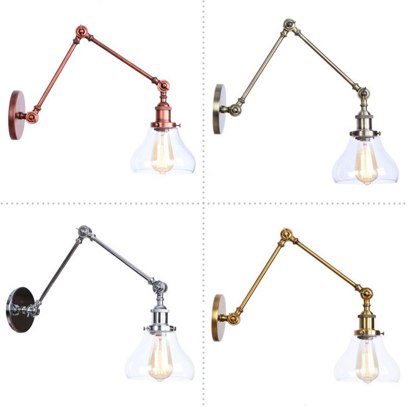 8 "+8" Schwung Arm Design Metall Wandleuchte birnenförmige Glasschatten Vintage Industrial Style Wandhalterung für Korridor