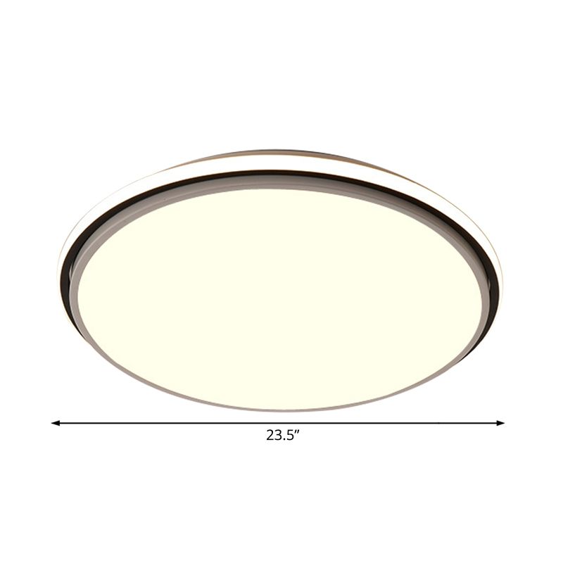 Black and White Circular Flush Mount Contemporary Led 12"/16"/19.5" Wide Acrylic Flush Mount Fixture with Recessed Diffuser in White/Warm Light