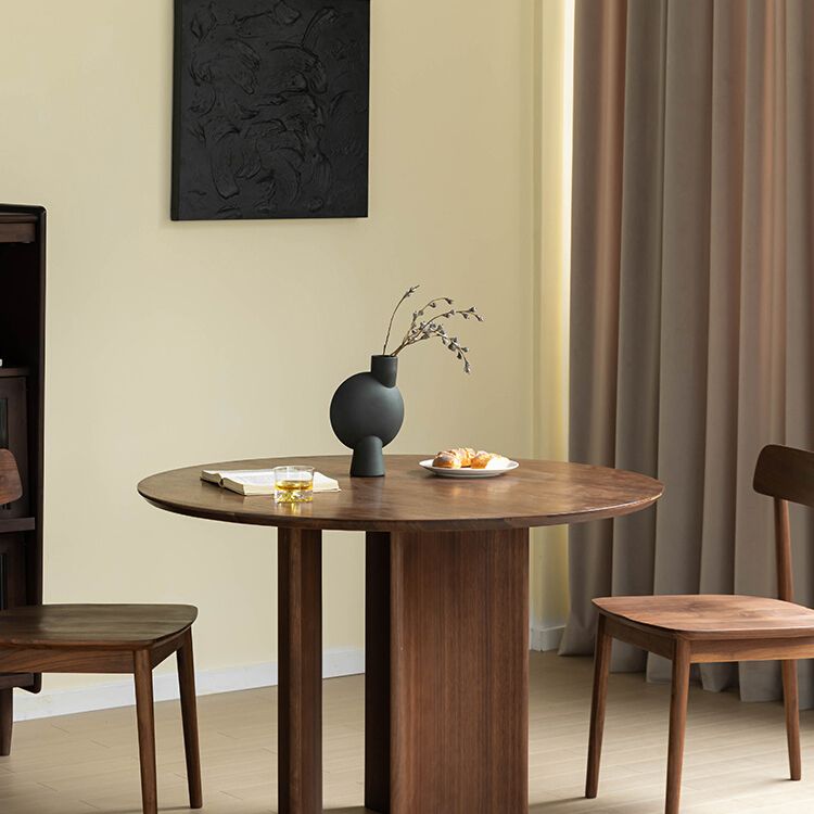 Solid Wood Dining Table Round Modern Dinner Table for Dining Room