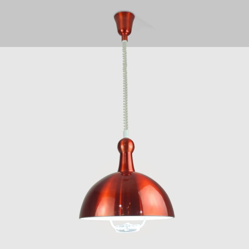 Macaron Hemispherical Suspension Lighting Metal 1-Light Dining Room Pendant Light with Pull Down Handle