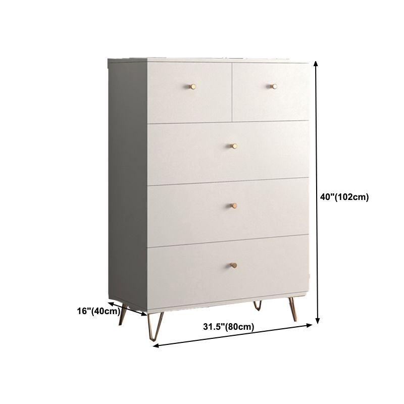 Modern Accent Chest Rectangle Accent Cabinet with Drawers in White