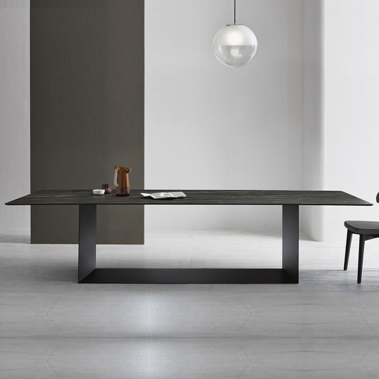 Industrial Sintered Stone Dining Table Rectangle Shape Standard Dining Table for Kitchen