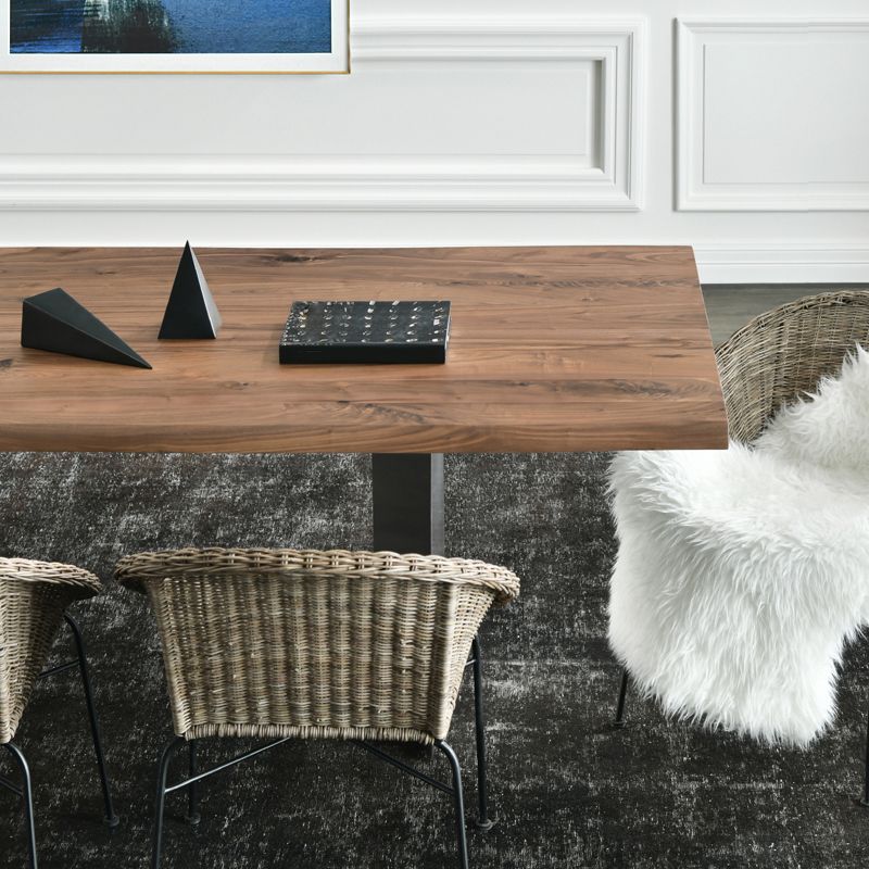 Mesa de comedor glamorosa de forma rectangular Mesa sólida para cocina