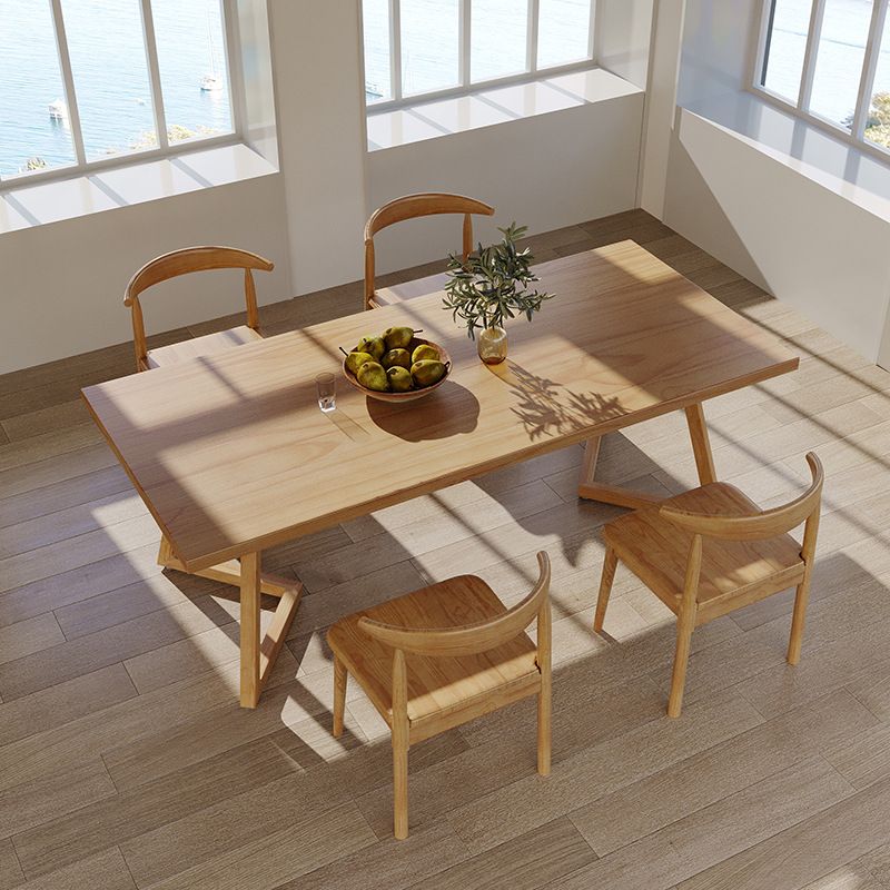 Pine Wood Dining Table Modern Rectangle Dining Table with Sled Base