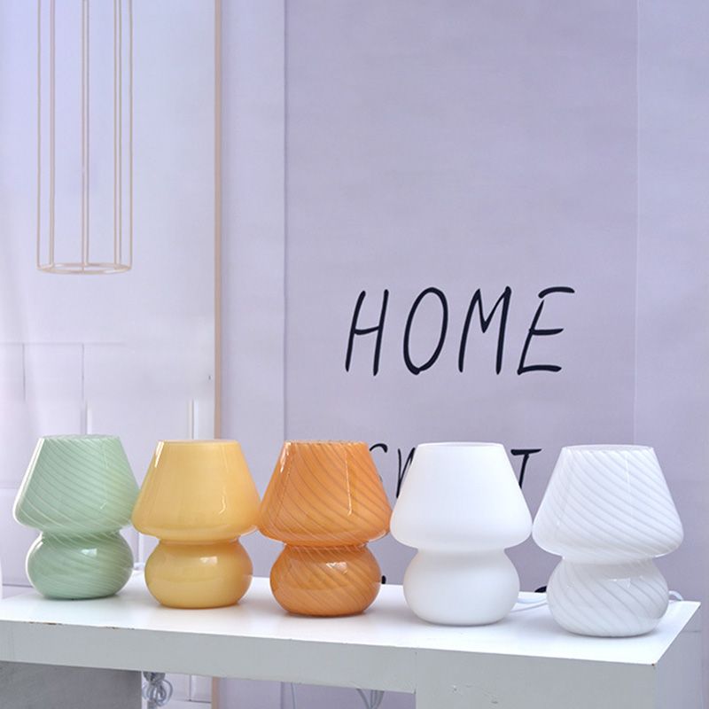 5.9" Wide Mushroom Shaped Mini Table Lamp Modern Style Glass Nightstand Light for Bedroom