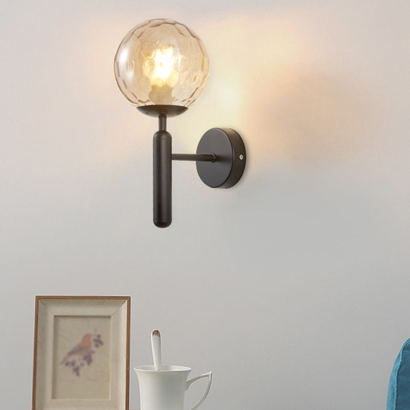 Modern Metal Wall Sconce Ball Shape Vanity Light with Glass Shade for Bathroom
