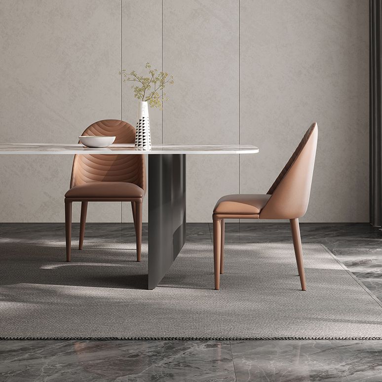 Luxury Double Pedestal Dining Table Sintered Stone Dining Room Desk