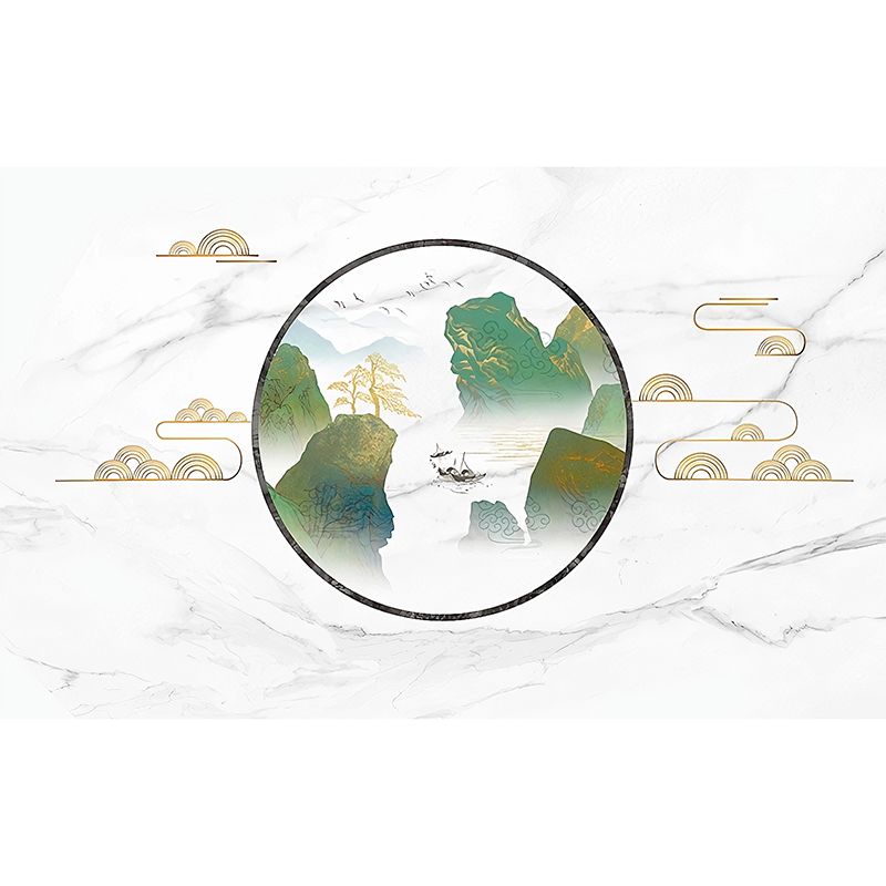 Illustration Mountain Mural Full Size Wall Art for Accent Wall, Custom-Printed