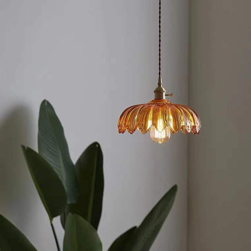 Lampada appesa a 1 luce delle viti, vetro a costola contemporanea lampada appesa