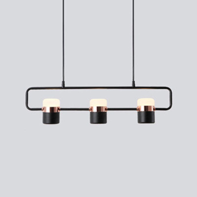 Modern Cylinder Shade Kitchen Island Lighting Black Metallic Light for Dining Room