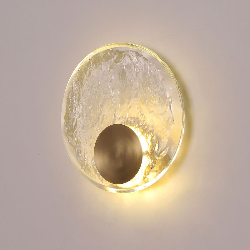 Round Shade Crystal Wall Sconce Modern Style Single Light Wall Mounted Light in Brass
