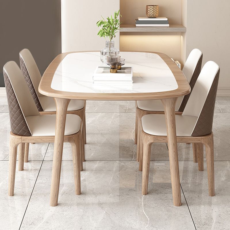 Modern Style Rectangle Table Set 1/2/5/7 Pieces Dining Set with Wood Legs