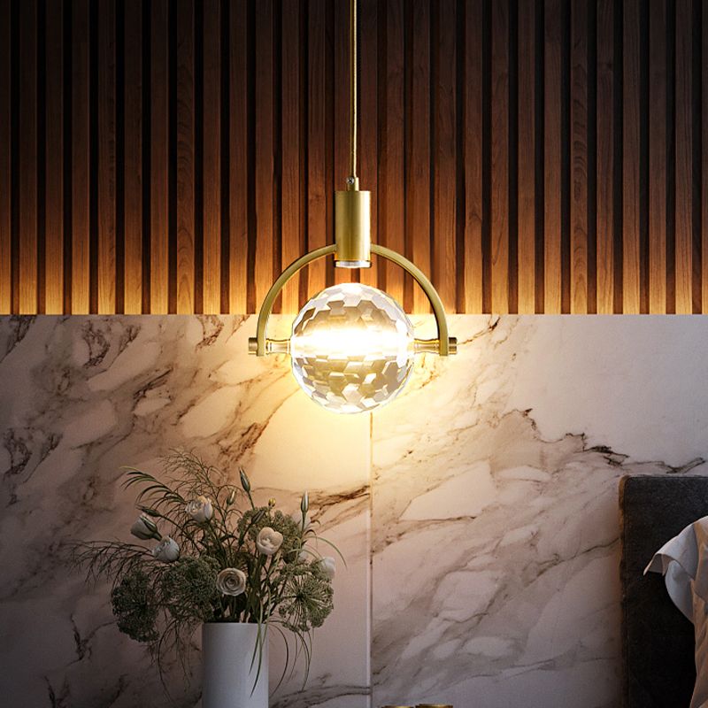 Global Hanging Pendant Light Nordic Crystal Bedroom Down Lighting Pendant in Gold