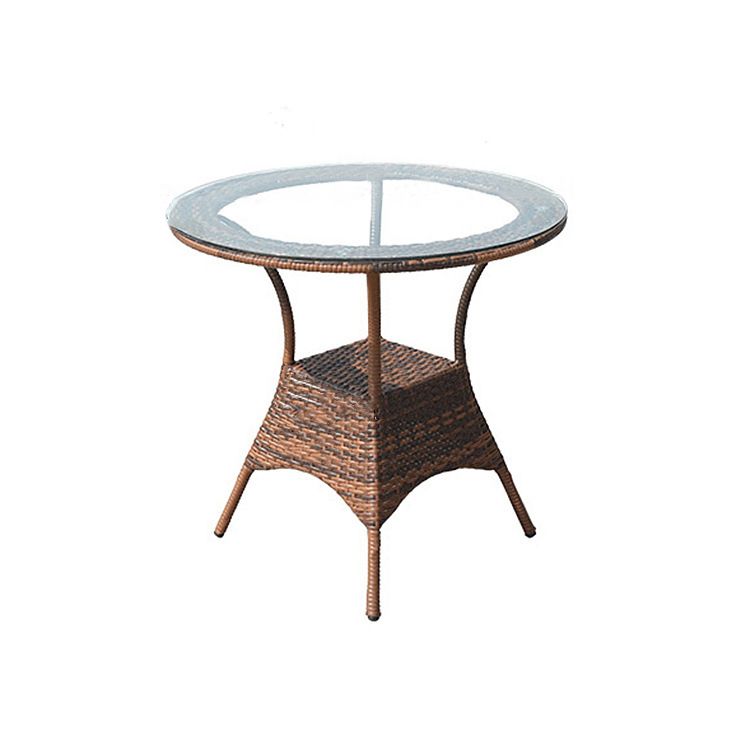 Modern Tempered Glass Outdoor Table Set 1/5 Pieces Dining Table with Rat Base