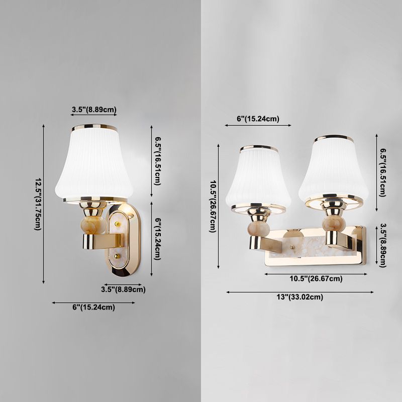 Geometric Shade Glass Wall Sconce Modern Style Multi Lights Wall Mounted Light in Gold