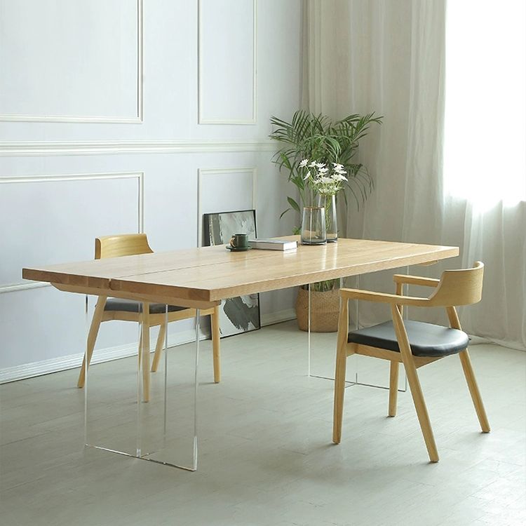 Rectangle Dining Table Modern Style Solid Wood Dinner Table for Home Kitchen