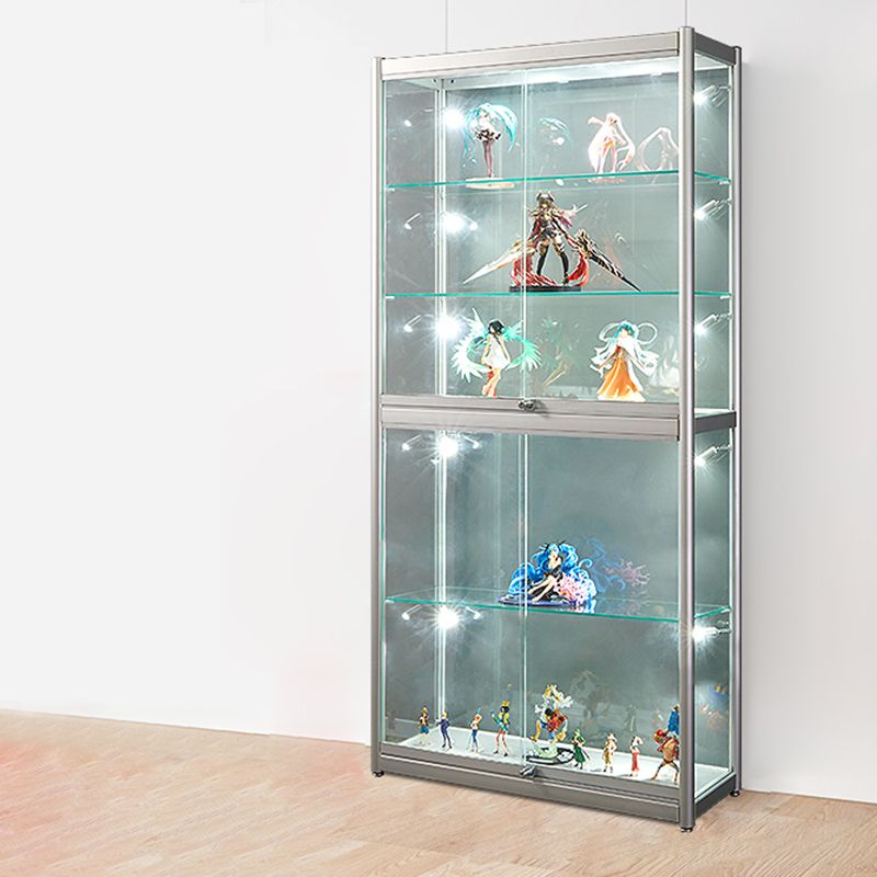 White Display Stand Modern Curio Cabinet with Glass Locking Door