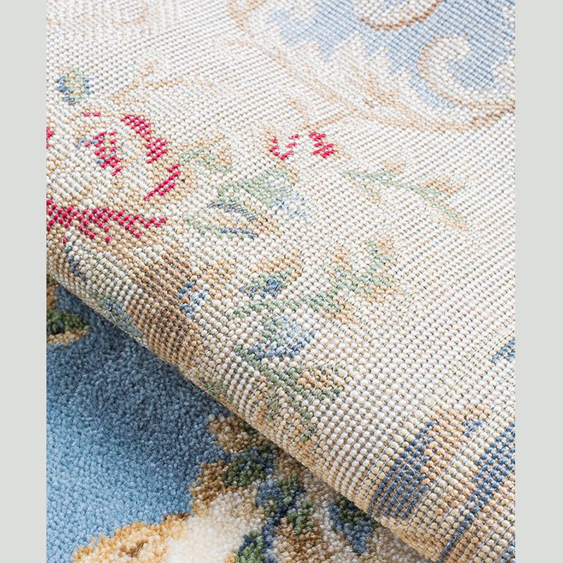Gorgeous European Rug Classic Flower Print Carpet Polyester Stain Resistant Rug for Home Decor