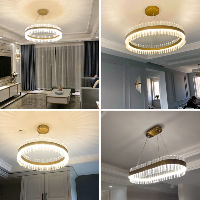 Lampada a sospensione rotonda in stile lussuoso leggero.