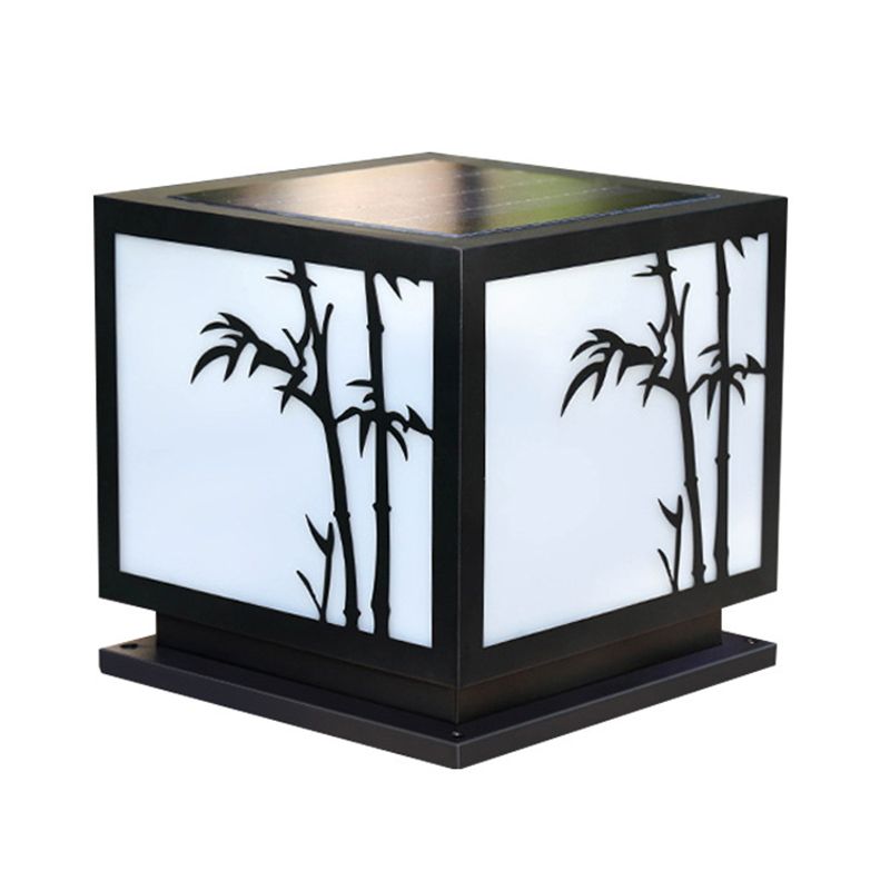 Black Square Pillar Lamp Waterproof Outdoor Solar Lights for Garden
