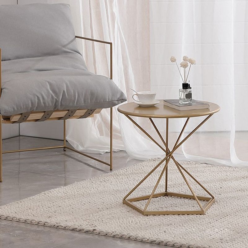 Mid-Century 19.6" Tall Round Top Side Table Metal Frame End Table