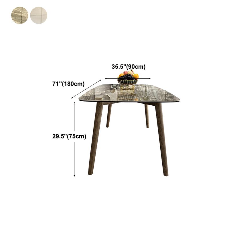 Modern Rectangle Stone Table Standard Height Table Dining Table with 4 Legs