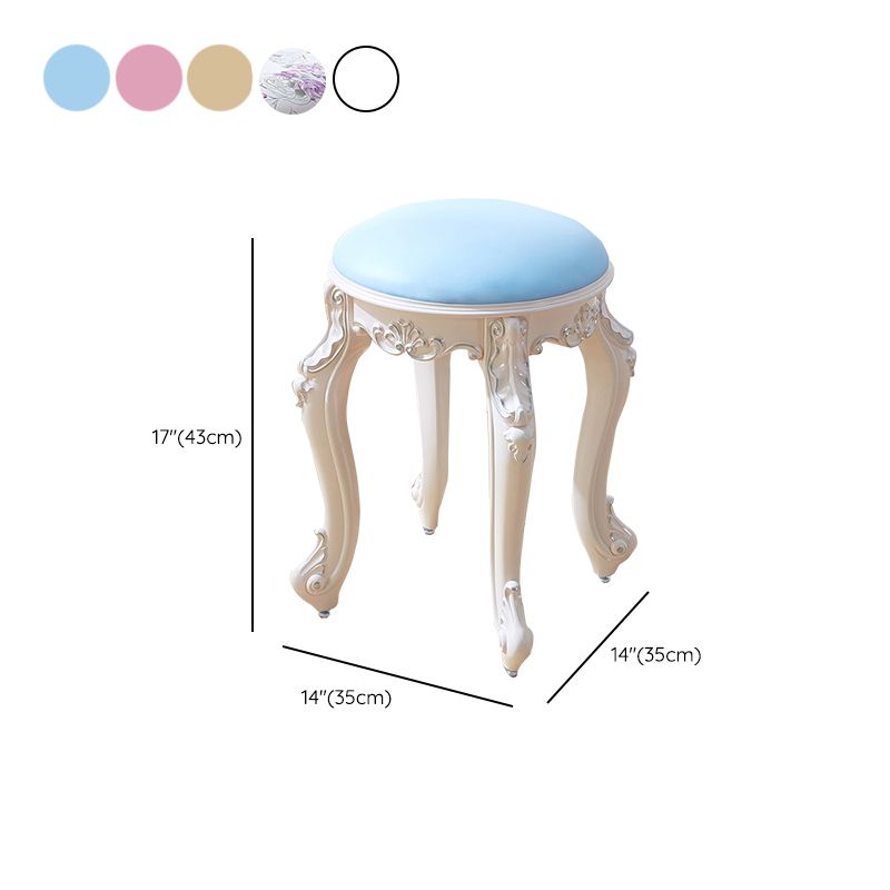 Leather Pouf Stool Craving Upholstered Round Water Resistant Modern Pouf