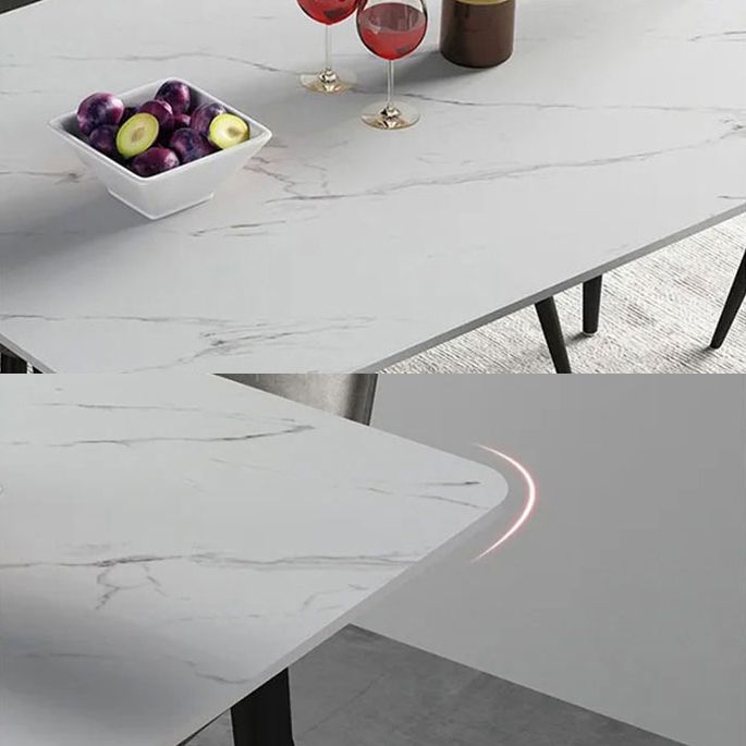 Metal Modern Rectangle Table Sintered Stone Table for Kitchen and Dining Room